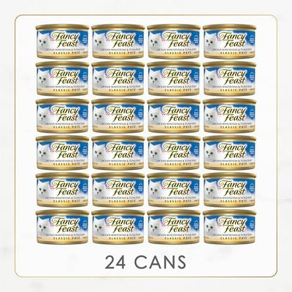 Purina Fancy Feast Classic Pate, Ocean Whitefish & Tuna, 3 oz cans, 24-Pack