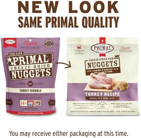 Primal Freeze Dried Raw Cat Food Nuggets, Turkey, 14 oz