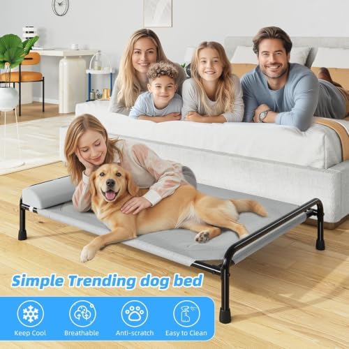 Simple Trending Elevated Dog Bed for Large Dogs, 44.5" x 31", Grey