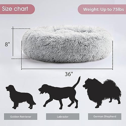 Western Home Calming Donut Large Dog Bed Pet Bed,36" Light Grey