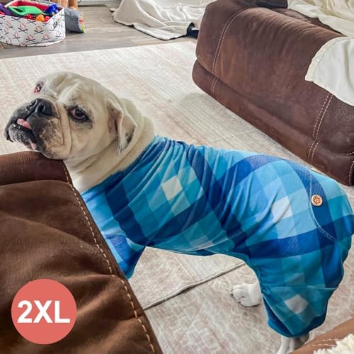 KYEESE Velvet Dog Pajamas for Medium Large Dog Soft Plaid Onesie Daily Wear