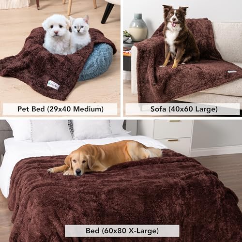 PetAmi Soft Plush Sherpa Dog Blanket for Pet Cat, Small 24x32, Brown