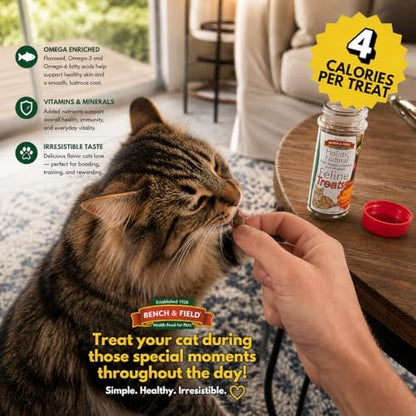 Bench & Field Holistic Natural Healthy Kitty Cat Treats | Crunchy Fish-Shaped Bites | Delicious Seafood Flavored Snack, 3-Ounce (Pack of 4 Bottles)