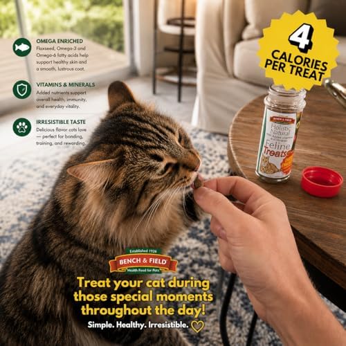 Bench & Field Holistic Natural Healthy Kitty Cat Treats | Crunchy Fish-Shaped Bites | Delicious Seafood Flavored Snack, 3-Ounce (Pack of 2 Bottles)