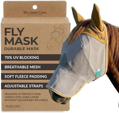 TSZ Horse Fly Mask with Ears and Nose Cover UV Block 70% Breathable Mesh