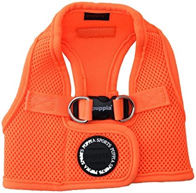 Puppia Neon Soft Vest Harness Step-in No Choke No Pull Walking Training for Small and Medium Dog, Orange, Small
