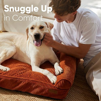 FUKUMARU Dog Couch Bed, Corduroy Cozy Cat Bed, Waterproof, Washable Cover
