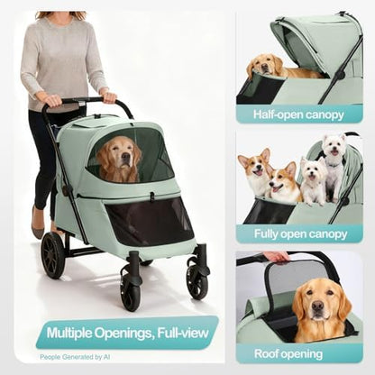 Pet Stroller with Ramp for Large Dog up to 132lbs Portable&Foldable