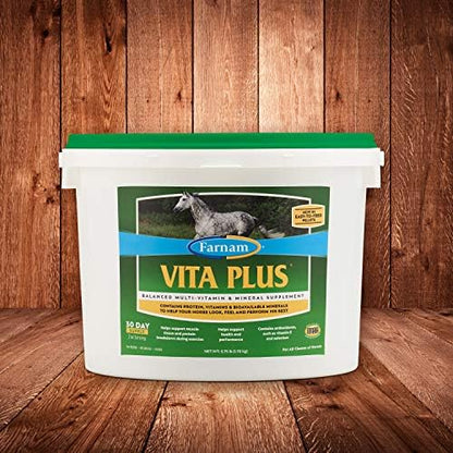 Farnam Vita Plus Balanced Multi-Vitamin & Mineral Horse Supplement, Vitamin Supplements, Provides Balanced Nutrition to Support Overall Health and Performance, 3.75 Pounds, 30 Day Supply