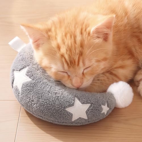 Moon-Shaped Calming Pillow for Cats Soft and Neck-Friendly Kitten Pillows