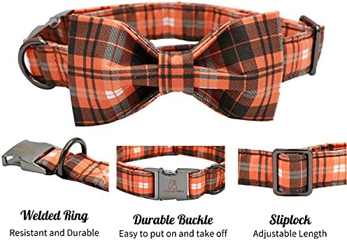 Lionheart glory Halloween Holiday Dog Collar Adjustable Soft Dog Collar with Bowtie, Pet Gift Dog Collars Bow for Small Medium Large Dogs