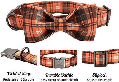 Lionheart glory Halloween Holiday Dog Collar Adjustable Soft Dog Collar with Bowtie, Pet Gift Dog Collars Bow for Small Medium Large Dogs