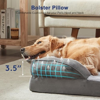 FURTIME Orthopedic Supportive Large Dog Bed, XL Waterproof Pet Bed