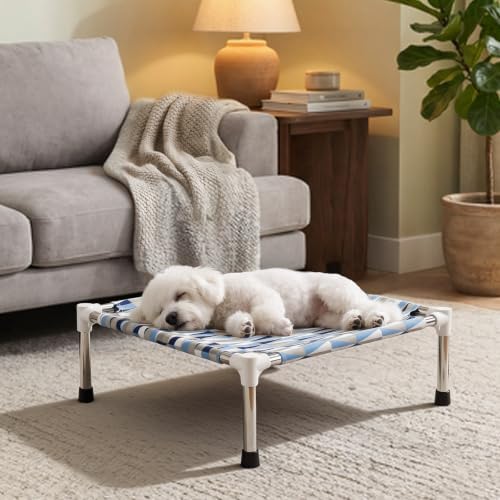 Raised Elevated Dog Bed, Lifted Cooling Stainless Steel Pet Dogs Cot, Small