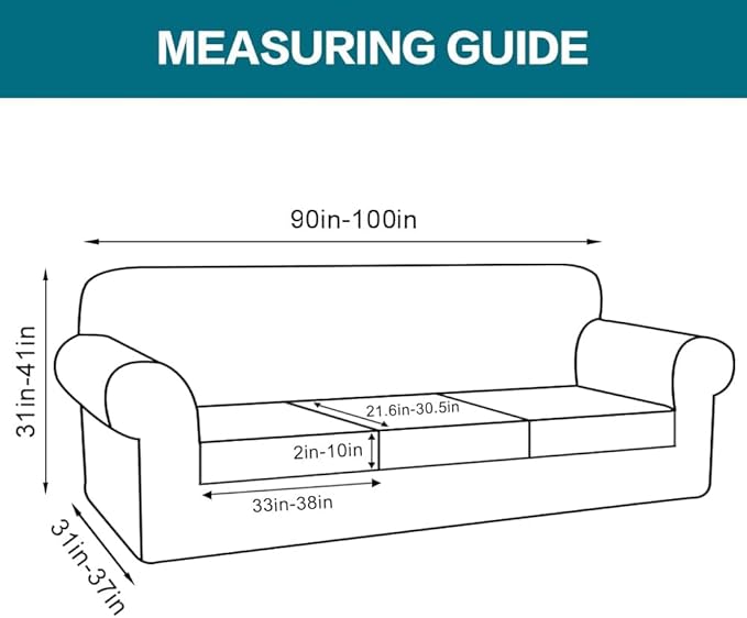 Turquoize 4 Piece Sofa Covers for 3 Cushion Couch Sofa Slipcover Soft Couch Cover for Dogs Washable Furniture Cover with 3 Individual Large Cushion Covers Feature Fabric (Large Sofa, Navy)