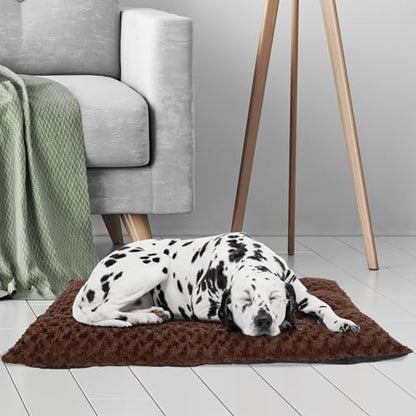 Dog Bed – 42x26 Large Pet Pillow and Crate Pad with Faux Fur Sleep Surface and Non-Slip Bottom – Machine Washable Dog Bed by PETMAKER (Brown)