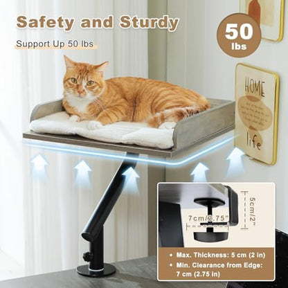 PAWZ Road Cat Desk Bed 360°Rotating Supports to 50 Lbs Cozy Nest for Desk