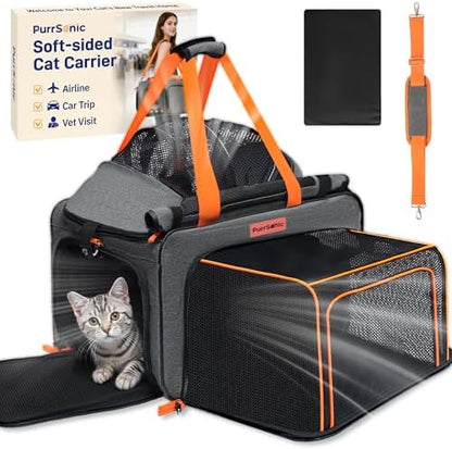Cat Carrier Soft Sided Airline Approved for Small Pet Dog Travel
