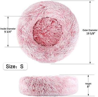 NOYAL Donut Dog Bed for Small Medium Pets, Plush Calming Faux Fur