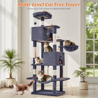 DUMOS Large 66 Inch Cat Tree Tower with Scratching Posts, Indoor Use
