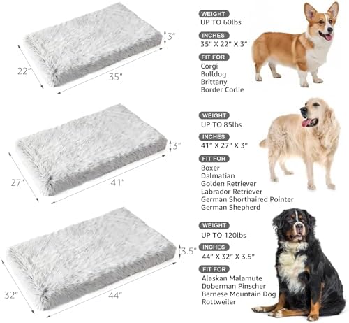 Orthopedic Memory Foam Dog Bed Medium Size Crate Pad 35 x 22 Inch Gray