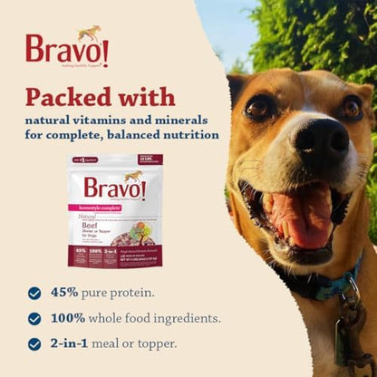 Bravo! Homestyle Complete Freeze Dried Raw Dog Food, Beef, 4 Pounds