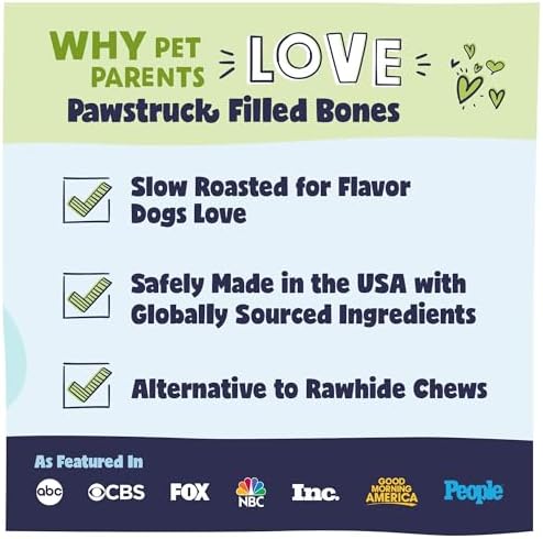 Pawstruck Large 5-6” Filled Dog Bones Variety Pack - Peanut Butter, Cheese & Bacon, Beef Flavors - Made in USA, Long Lasting Stuffed Femur Treat for Aggressive Chewers - Pack of 3, Packaging May Vary