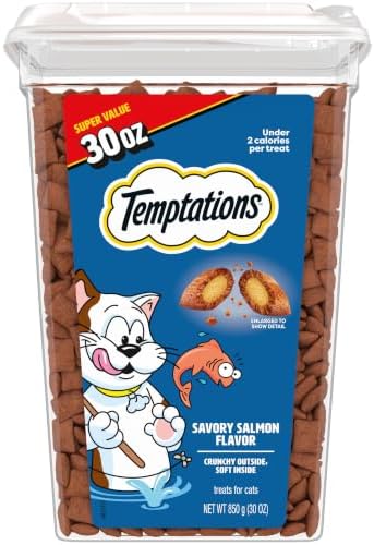 Temptations Classic Crunchy and Soft Cat Treats, Savory Salmon, 30 oz