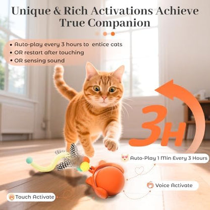 ORSDA Cat Toys for Indoor Cats, New Intelligent Voice Timing Touch Control Cats Ball, Simulate Mouse Sound Kitten Toy, Automatic Interactive Moving Cat Toy for All Ages