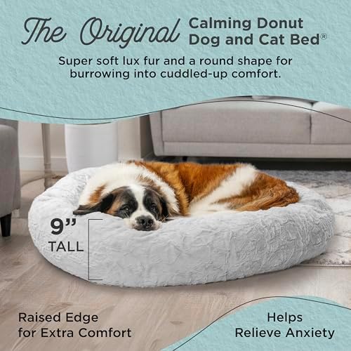 Best Friends by Sheri Original Calming Donut Dog Bed, Gray, XL, 45"