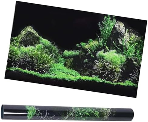 Aquarium Poster, Seafloor Water Grass Fish Background Decoration 3D PVC Self Adhesive Fish Wallpaper Sticker for Aquarium Fish Decoration(24.0 x 15.7in)