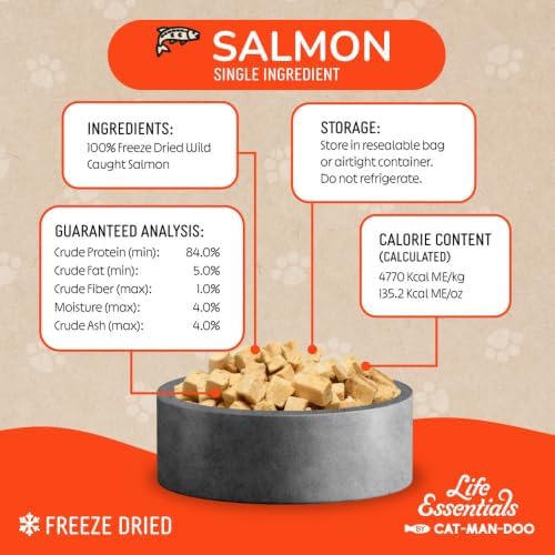 Life Essentials by Cat-Man-Doo | Freeze Dried Salmon Treats | 5oz Bag (2pk)