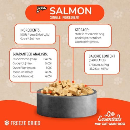Life Essentials by Cat-Man-Doo | Freeze Dried Salmon Treats | 5oz Bag (4pk)