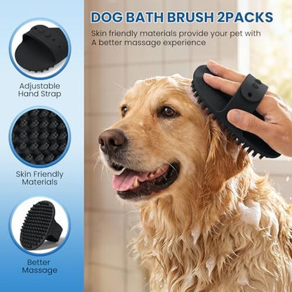 Pet Grooming Rake for Dogs and Cats - Double-Sided Deshedding Dematting Tool, 4-in-1 Undercoat Rake & Metal Comb for Long and Short Haired Pets, Reduces Shedding by 95%, 4Pack