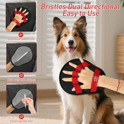 Pet Hair Remover Glove for Cats & Dogs, Reusable 5-Finger Fur Cleaning Tool for Couch, Furniture, Carpet, Car Seat & Clothing, Upgraded Electrostatic Pet Hair Cleaner, Washable Pet Fur Removal Brush