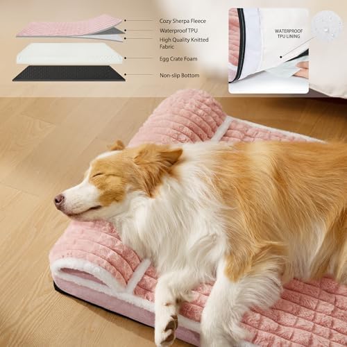 Orthopedic Large Dog Bed Pillow Pet Sofa Bed 36''X24'' Pink