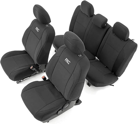 Rough Country Neoprene Seat Covers for Toyota Tacoma (2016-2023) - Waterproof, UV Resistant, Foam Padded, F/R Seat Cover Set