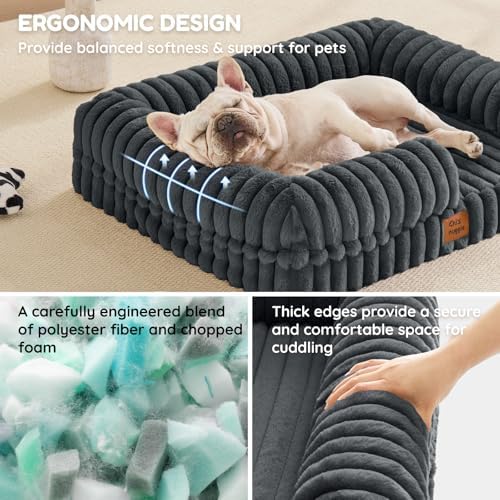 ChiXnuggle Faux Fur Orthopedic Dog Bolster Bed, Waterproof Washable Cover
