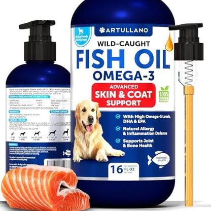 Fish Oil for Dogs - 16 OZ - Salmon Oil for Dogs - Liquid Omega 3, EPA & DHA