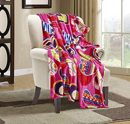 Valerian Luxury Velvet Super Soft Light Weight Blanket Prints Fleece Throw - All Year Round Home Decor, Fuzzy Warm and Cozy Throws, Couch and Gift, 50 x 60inch, Valentina Heart