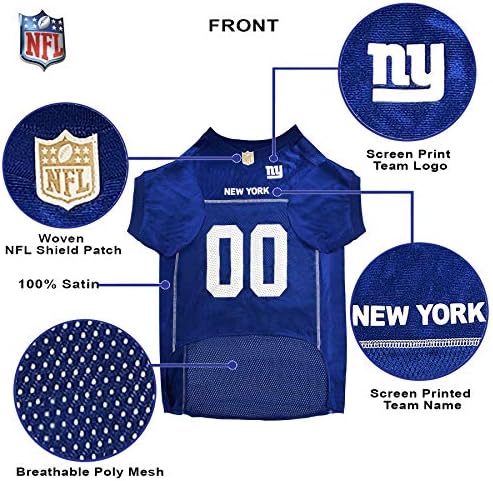 Pets First NFL New York Giants Dog Jersey, Size Large, Football Shirt Costume for Pet, Dog Sports T-Shirt, NFL Team Clothing for Cats, Licensed Pet Apparel Available in 7 Sizes and 32 Teams