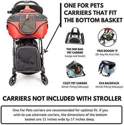 One for Pets 3-in-1 Luxury Pet Carrier, Booster Seat and Stroller for Small and Medium Size Dogs and Cats, No Assembly Required, Black (Chickadee)
