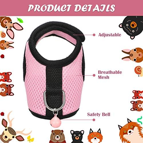 Satinior 2 Sets Guinea Pig Harness and Leash Kit, S, Pink, Blue