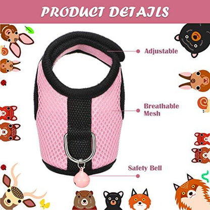 Satinior 2 Sets Guinea Pig Harness and Leash Kit, S, Pink, Blue