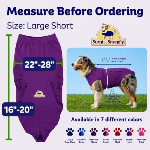 Surgi Snuggly Dog Surgery Recovery Suit, Cone Alternative, Spay/Neuter LS