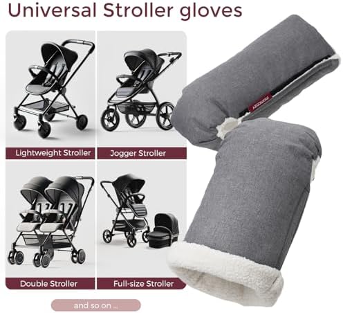 Momcozy Universal Stroller Gloves, Plush Weatherproof Winter Handmuffs