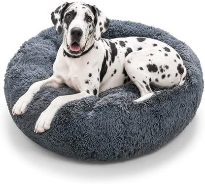 JOLLYVOGUE Dog Beds Large Sized Dog, Calming Anti-Anxiety Dog Bed, Fluffy Donut Cushion for Extra Large Pets (45")
