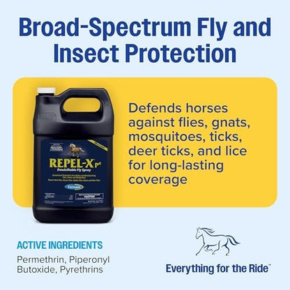 Farnam Repel-X pe Concentrated Fly Spray for Horses & Dogs, 128 Ounces
