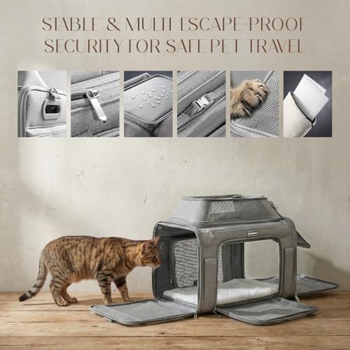 Top-Expandable Pet Carrier with Treat Pet Window,17x11x9.5 Airline Approved
