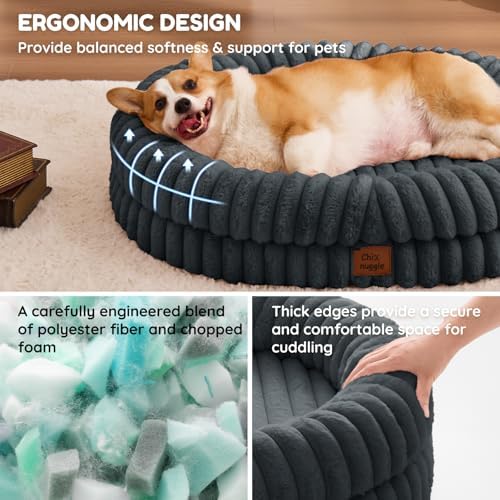 ChiXnuggle Orthopedic Dog Bed, Washable Cover, Faux Fur Bolster Pet Couch
